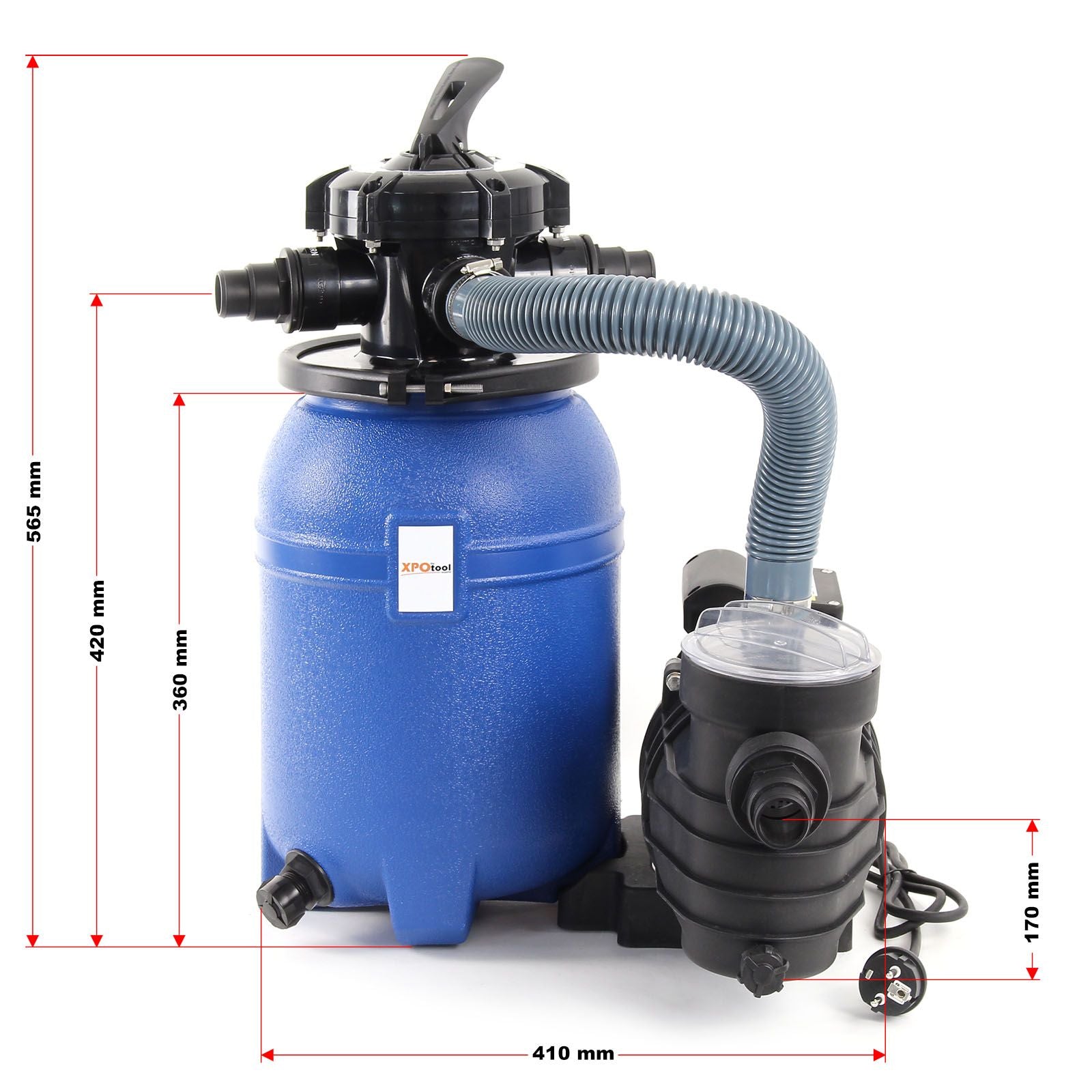 Sistem de filtrare cu nisip 250W cu rezervor de filtru de 14l și pompă de piscină 10000 l/h