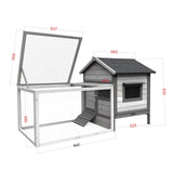 Cabana pentru iepuri gri deschis 146x75x83cm, din lemn