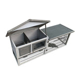 Cușca de găini gri deschis cu casă de cuibărit și alergare liberă, 144x52,5x68,5cm, lemn