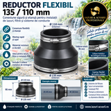 Reductor flexibil din cauciuc 135/110 mm pentru iaz
