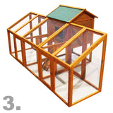 Cușca de găini cu zonă variabilă de cuibărit în incintă