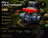 Robinet cu bilă PVC cu 3 căi 40mm orificiu T