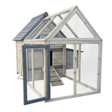 Cușca de găini albastru-gri 167x118x112cm, cutie de cuibar și alergare liberă, lemn