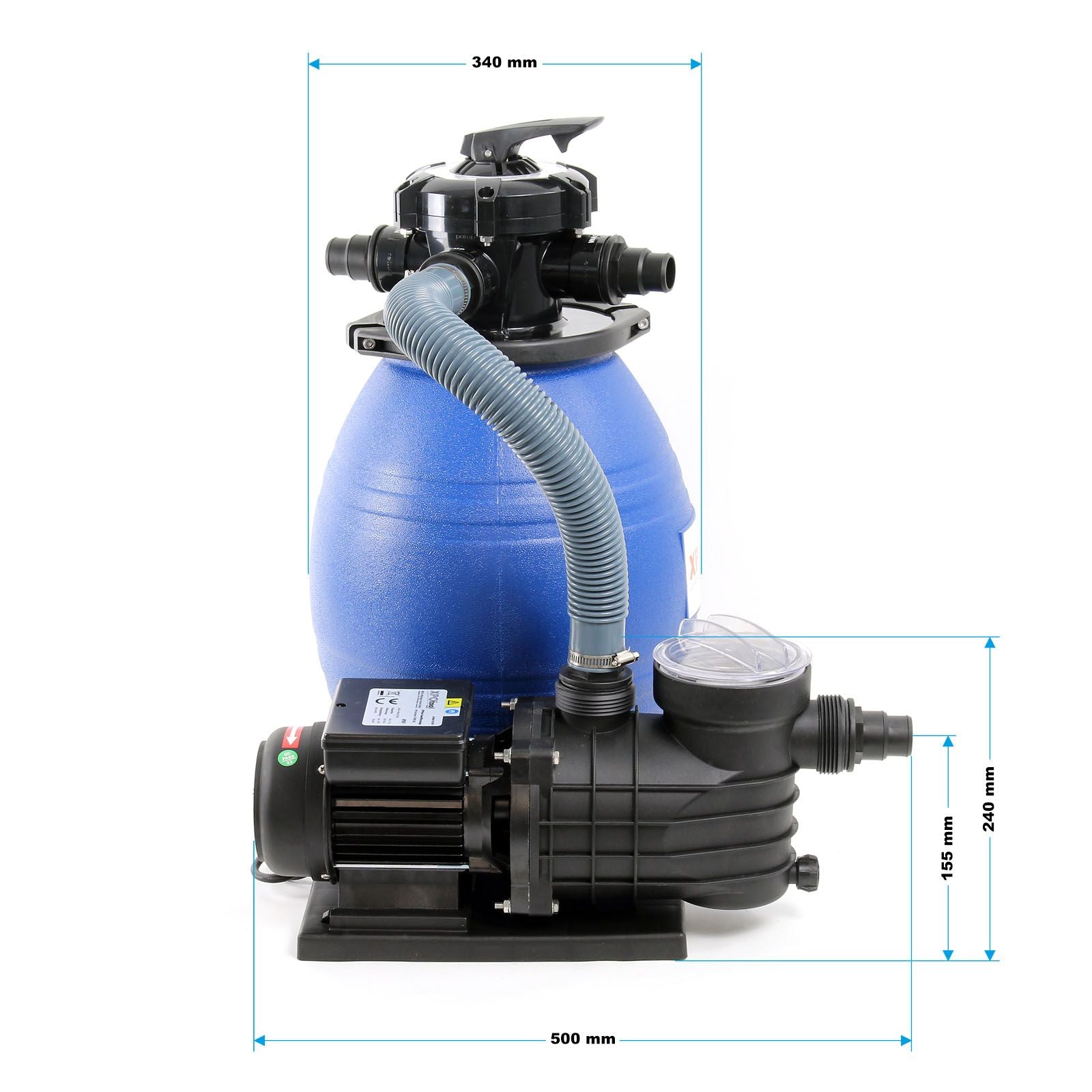 Sistem de filtrare cu nisip 250W cu rezervor de filtru de 26l și pompă de piscină 10000 l/h