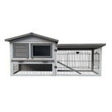 Cușca de găini gri deschis cu casă de cuibărit și alergare liberă, 144x52,5x68,5cm, lemn