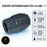 Supapă intermediară din PVC cu arc, 1" 2 x filet interior
