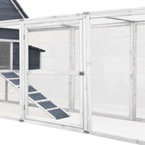 Cușca de găini cu casete de cuibar și alergare liberă, 310x150x150cm, lemn gri