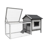 Cabana pentru iepuri gri deschis 146x75x83cm, din lemn