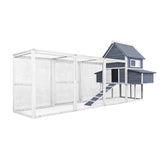 Cușca de găini cu casete de cuibar și alergare liberă, 310x150x150cm, lemn gri