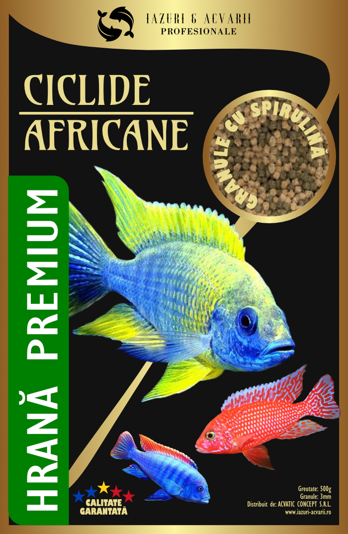 Mix  premium granule cu spirulina ciclide africane-3mm(1kg)