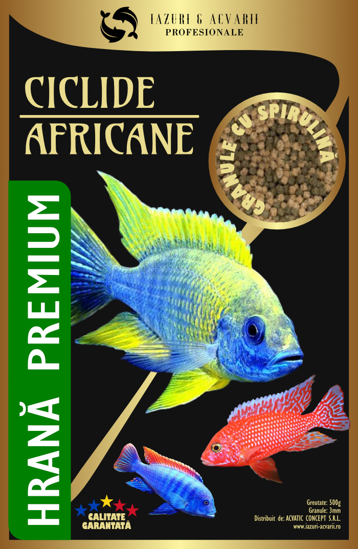 Mix Premium granule cu spirulina ciclide africane-3mm(500g)