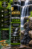 ROKVEX Waterfall Foam 850 ml – Spumă profesională pentru lipirea rocilor la cascade și iazuri