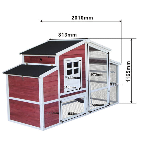 Cușca de găini XXL, adăpost înălțat, 2010x813x1165mm