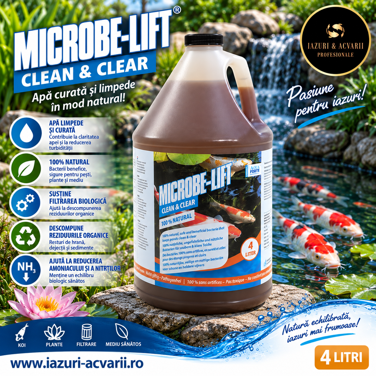 Microbe-Lift Clean & Clear 4 L – Bacterii benefice pentru iaz