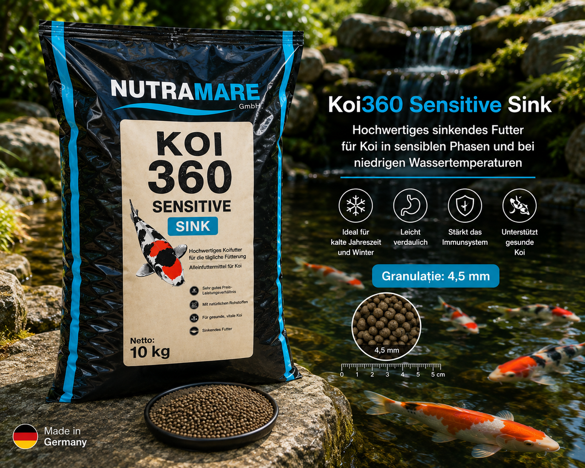 Hrană Koi Nutramare Koi360 Sensitive Sink 4,5 mm-10kg