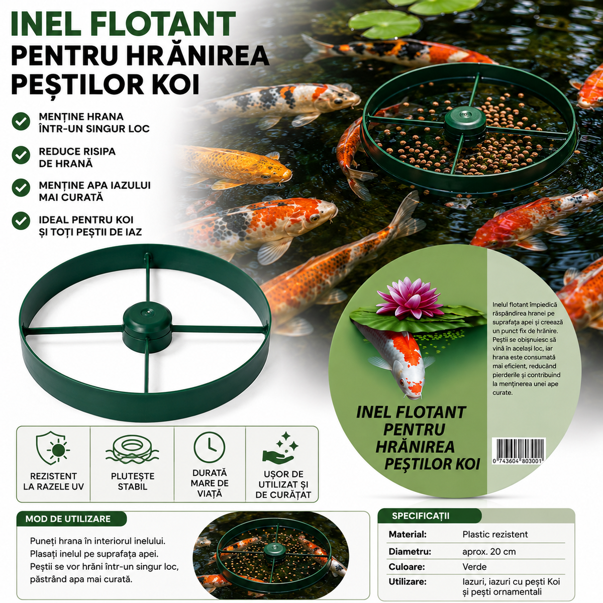 INEL FLOTANT PENTRU HRĂNIREA PEȘTILOR KOI
