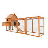 Cușca de găini cu cutii de cuib și alergare liberă, 310x150x150cm, incintă din lemn