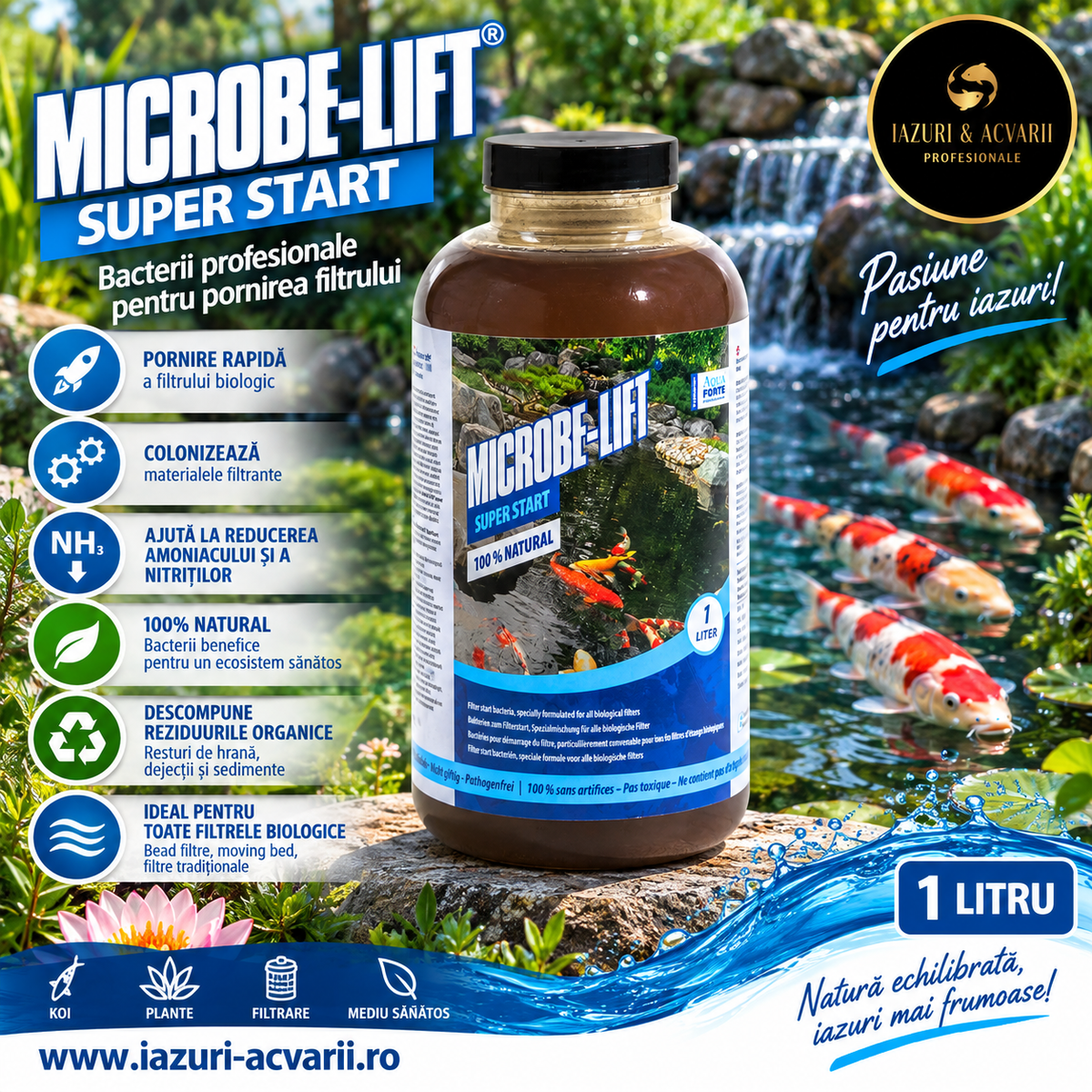 Microbe-Lift Super Start 1 L – Bacterii pentru pornirea filtrului