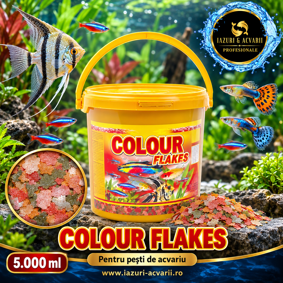 Dajana Colour 5 L – hrană fulgi pentru coloritul peștilor tropicali