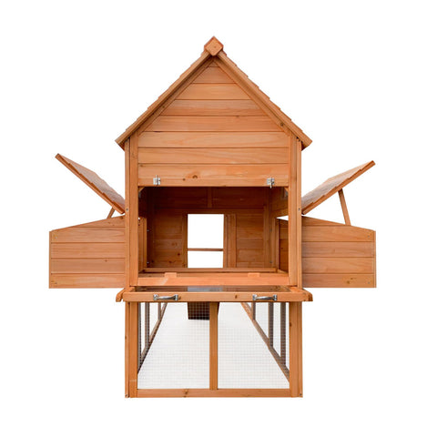 Cușca de găini cu cutii de cuib și alergare liberă, 310x150x150cm, incintă din lemn