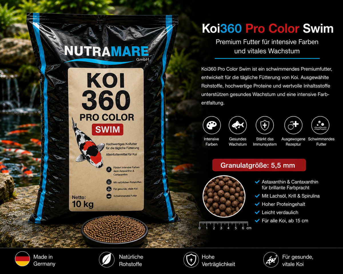 Hrană  premium  Koi360 Pro Color Swim – Premium, 4,5 mm