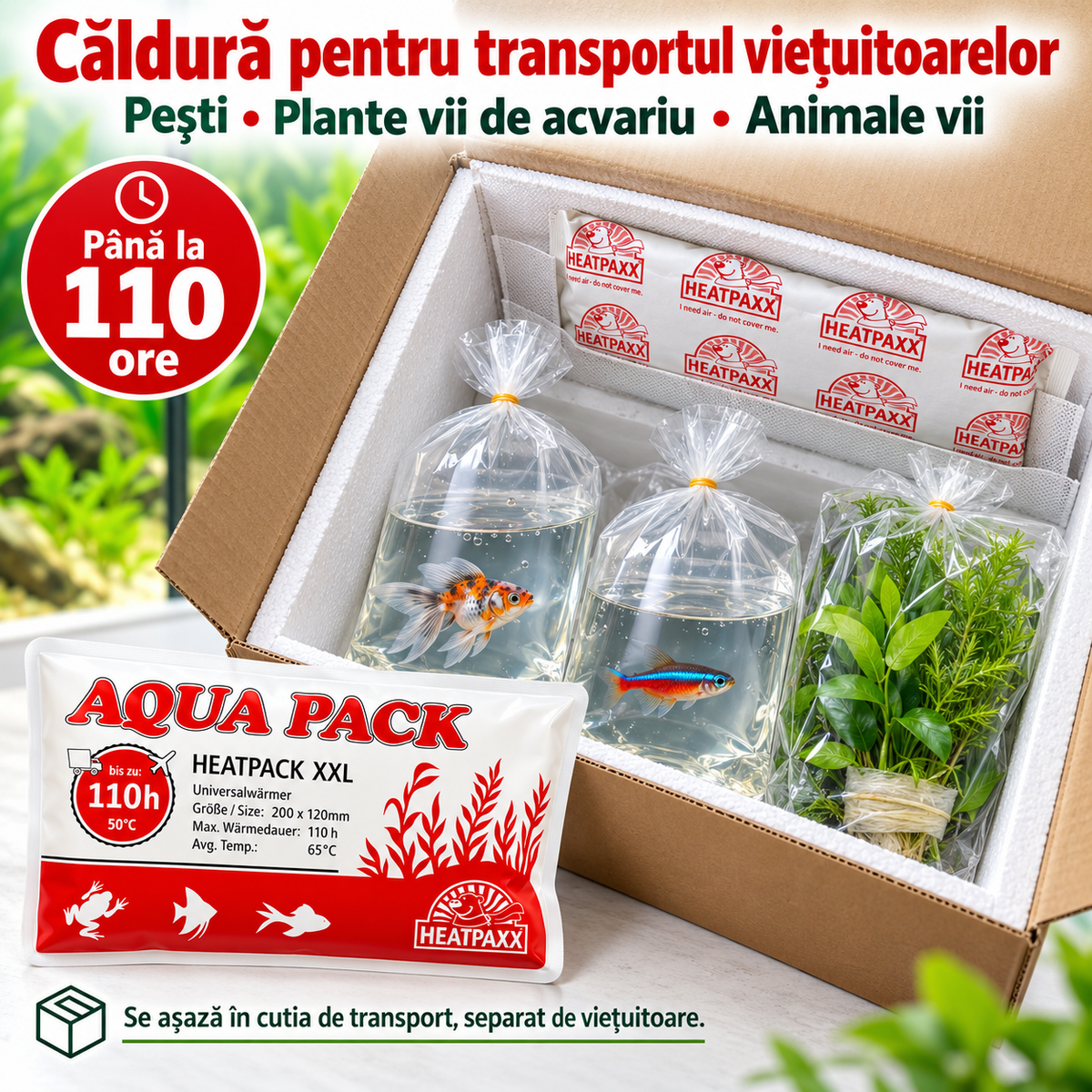 HeatPack XXL 110 h – Pachet termic pentru transportul peștilor și plantelor