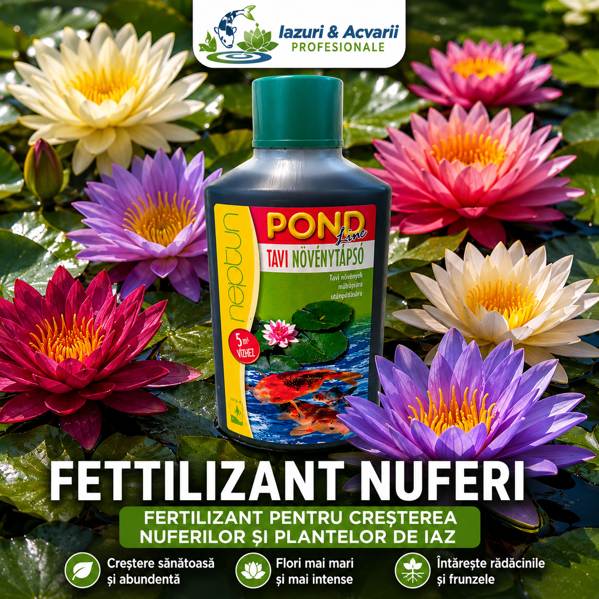 Fertilizat pentru creșterea nuferilor-plantelor de iaz