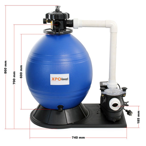Sistem de filtrare cu nisip 750W cu rezervor de filtru de 71l și pompă de piscină de 20.000 l/h