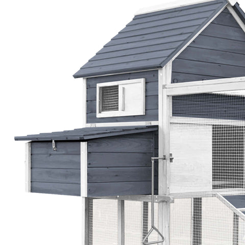 Cușca de găini cu casete de cuibar și alergare liberă, 310x150x150cm, lemn gri