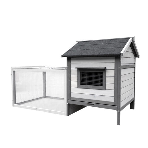 Cabana pentru iepuri gri deschis 146x75x83cm, din lemn