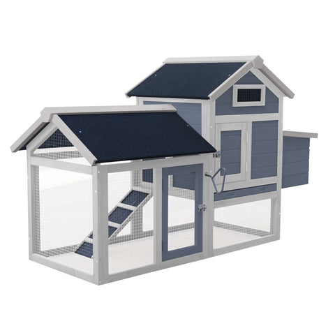 Cușca de găini cu casetă de cuibar și cursă liberă, casă cu podea extensibilă