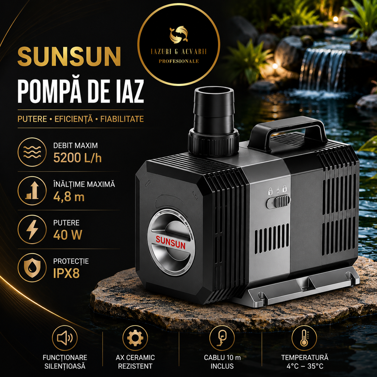 Pompă iaz SunSun CTP-5800 SuperECO 5200 l/h – 40 W