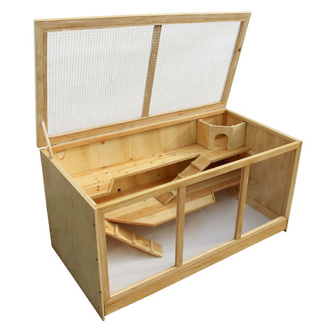 Cușcă pentru animale mici, capac pliabil din lemn