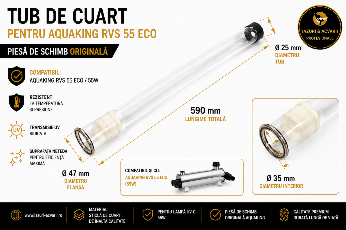 Sticlă de cuarț AquaKing Inox 55 ECO
