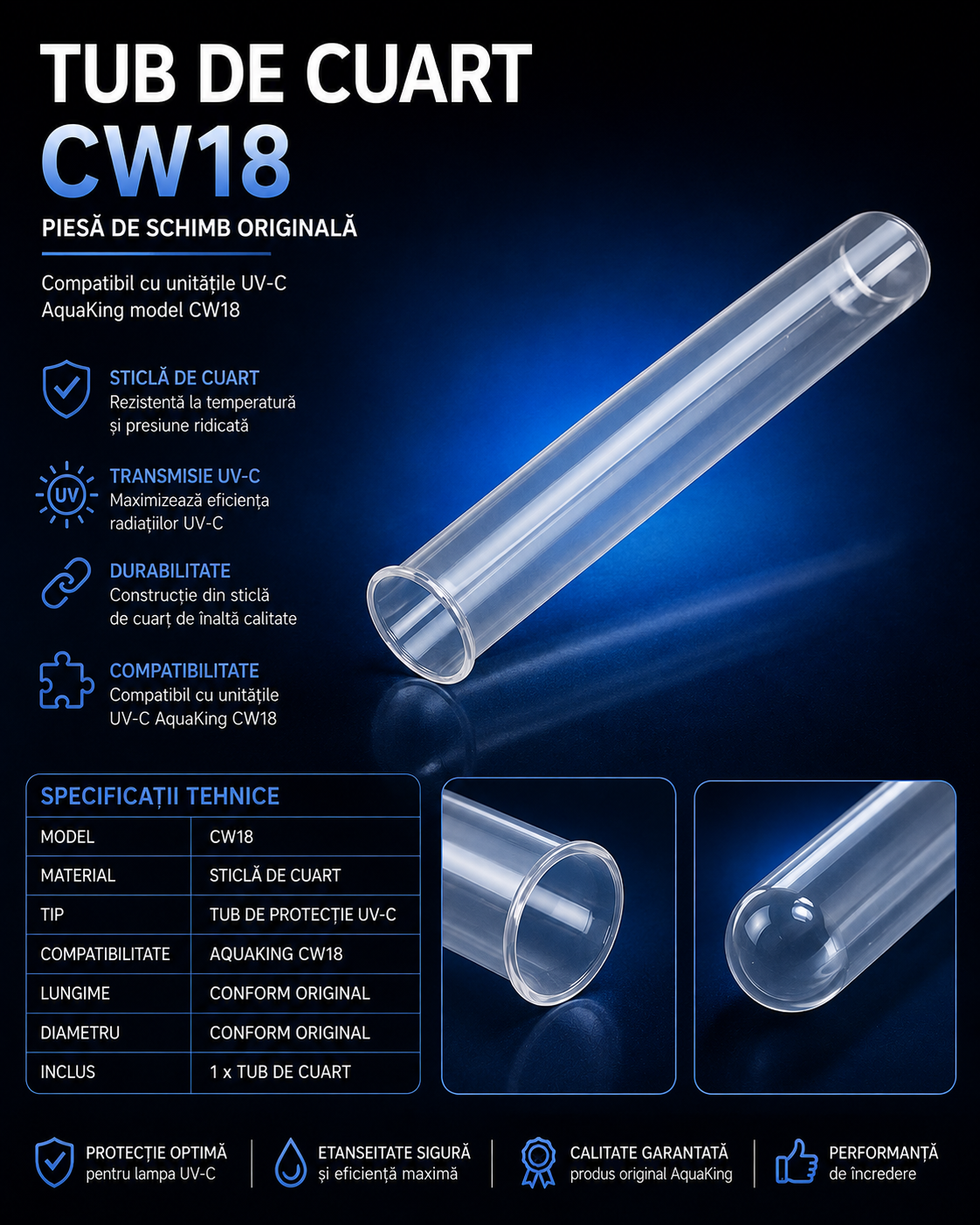 Sticla de cuart AquaKing CW-18
