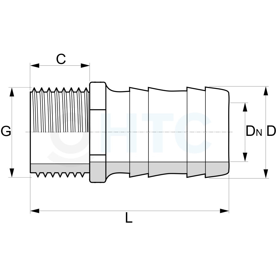 Adaptor furtun cu filet exterior din PVC-U, 1,0“32mm