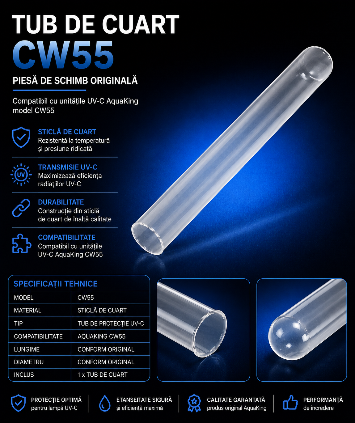 Sticla de cuart AquaKing CW-55