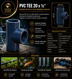 Teu din PVC 20 x ½ cu filet interior la mijloc