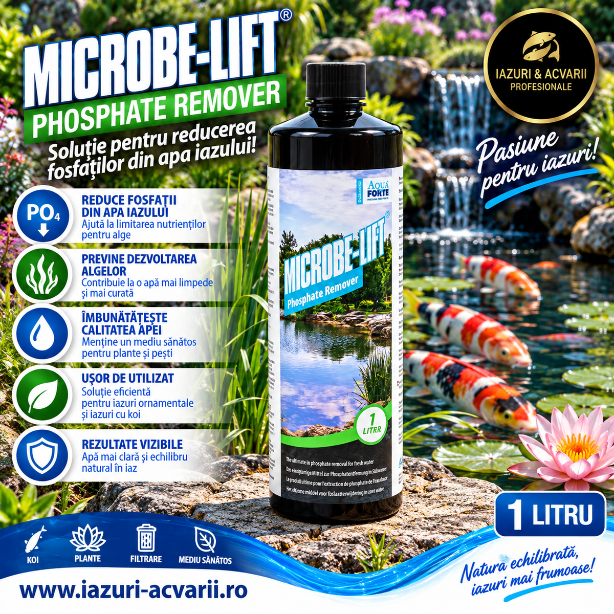 Microbe-Lift Phosphate Remover 1 L – Reducerea fosfaților din iaz
