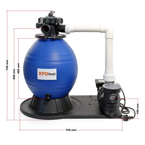 Sistem de filtrare cu nisip 550W cu rezervor de filtru de 38l și pompă de piscină 18000 l/h