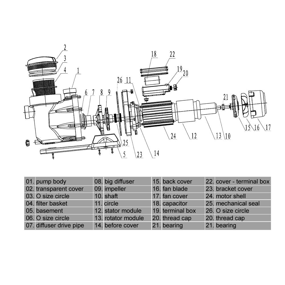 Pompa piscina 19200l/h 750W