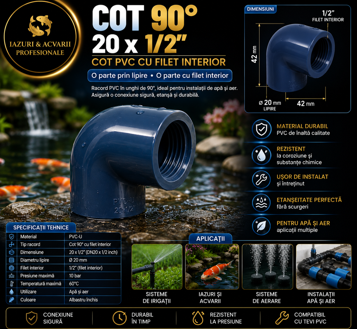 Cot Pvc 90° 20 x ½
