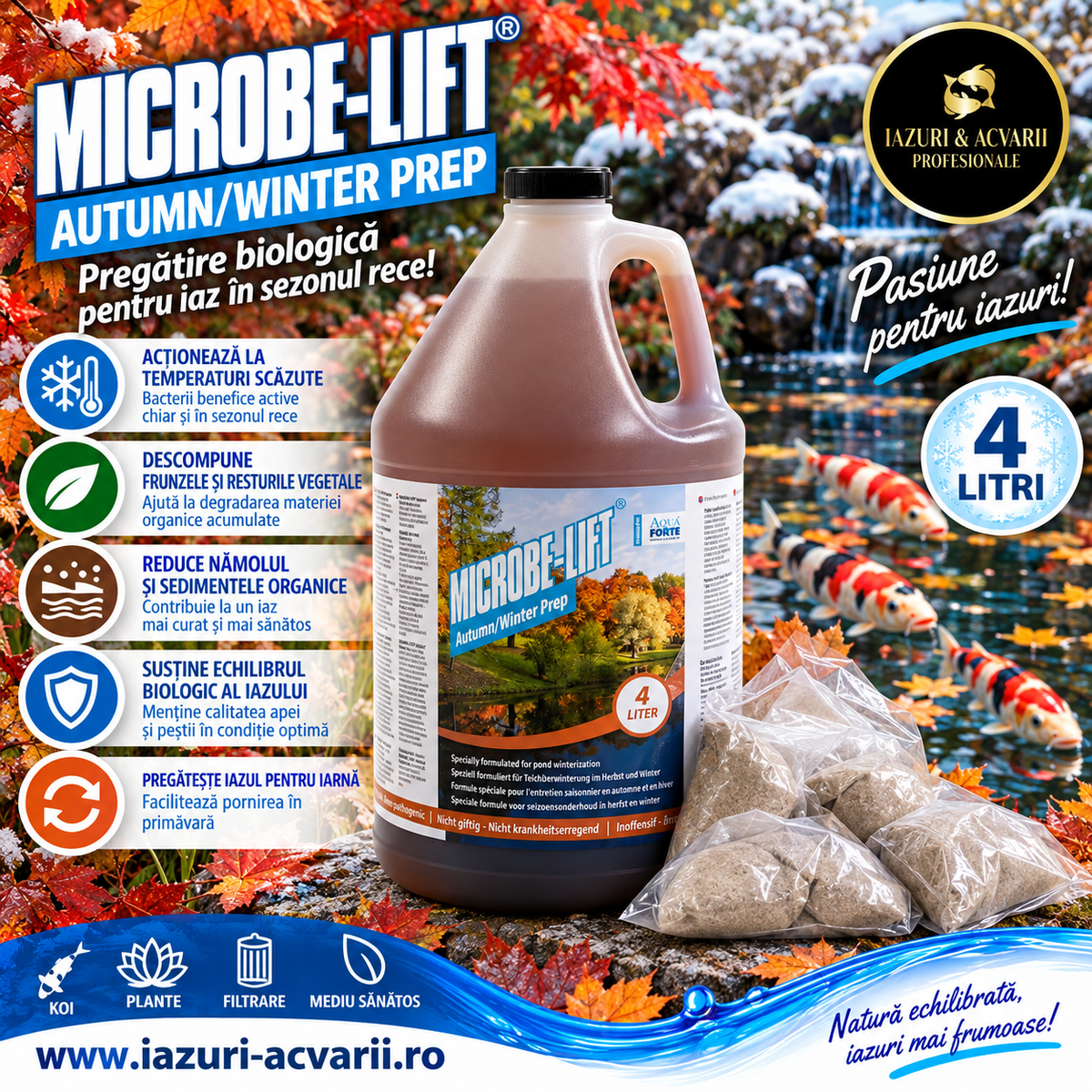 Microbe-Lift Autumn/Winter Prep 4 L – Tratament pentru sezonul rece