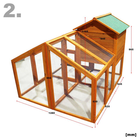 Cușca de găini cu zonă variabilă de cuibărit în incintă
