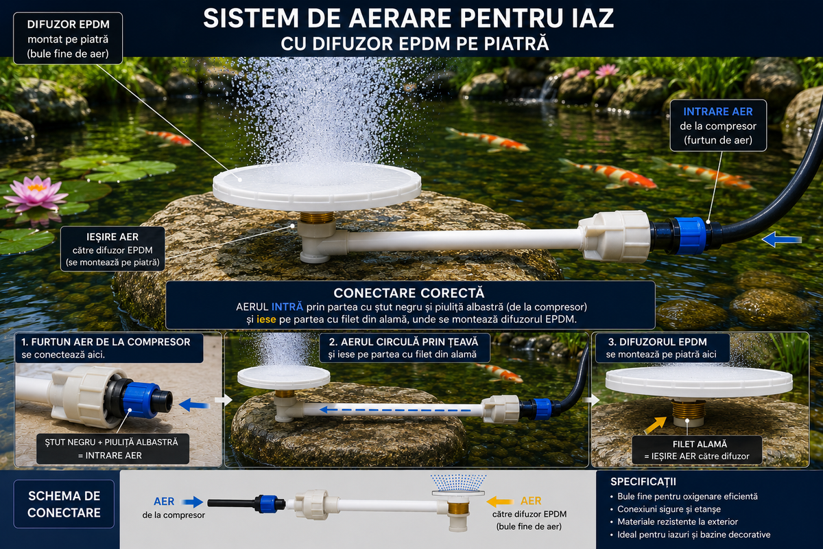 Difuzor aerare iaz 225 mm – disc aer EPDM cu bule fine