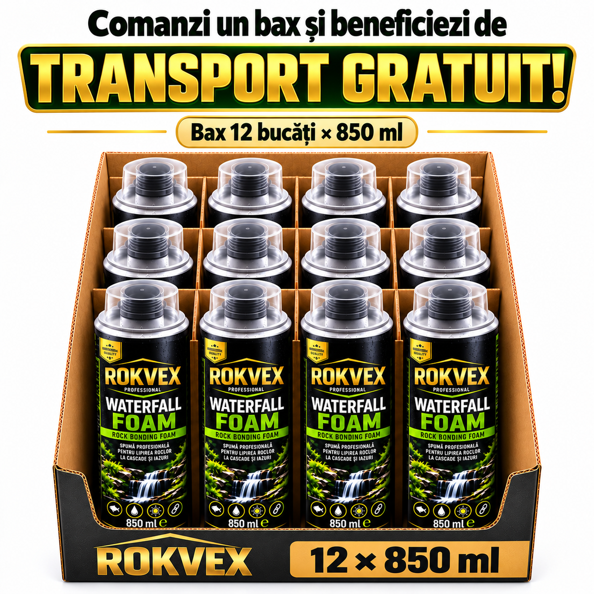 ROKVEX Waterfall Foam 850 ml – Bax de 12buc