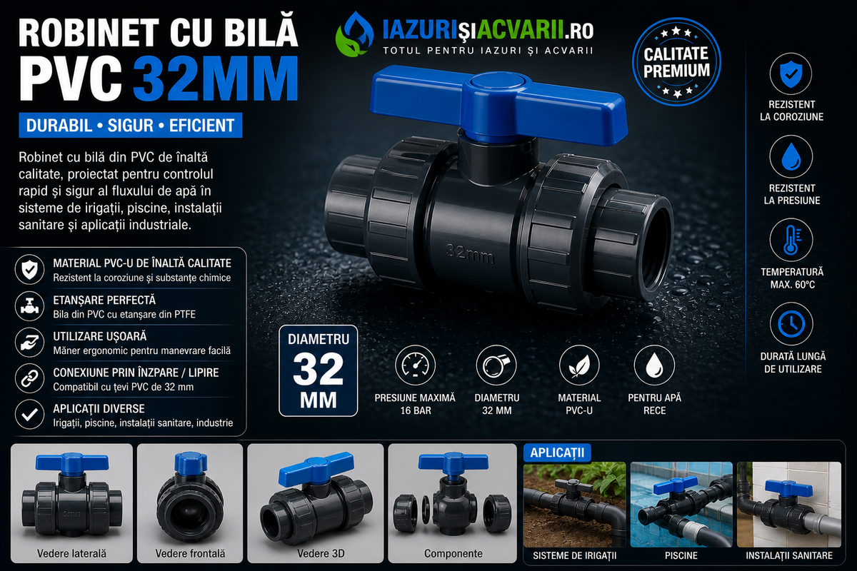 Robinet cu bila din PVC 32 mm