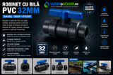Robinet cu bila din PVC 32 mm