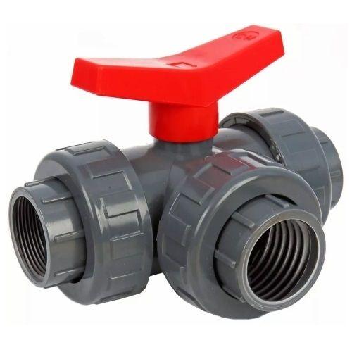 Robinet cu bilă PVC cu 3 căi 50mm orificiu T