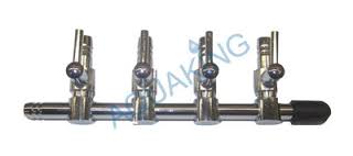 Distribuitor aer  cu 4 eșiri din inox cu robineti reglabili - Pietre de aerare, robineti aerare iazuri-acvarii.ro